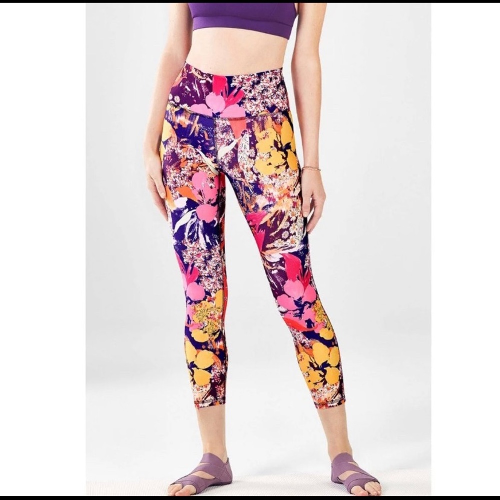 Fabletics high waist leggings floral small capri